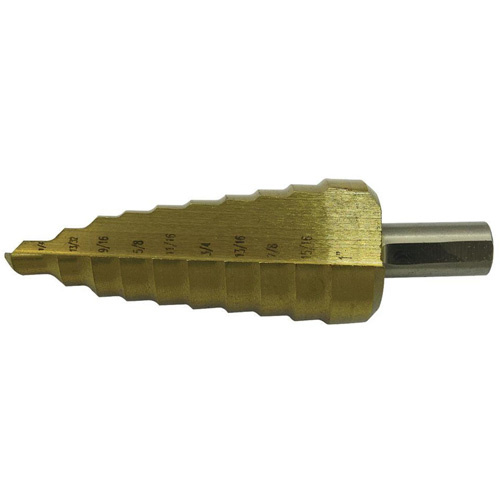 JET  579214  JET-KUT<sup>?</sup> Super Premium 11-Step Step Drill, 1/4" - 1-3/8" , 7/8"/1"/1/4"/1-3/8"/1-1/8"/1-1/4"/13/16"/25/64"/35/64"/11/16"/1-7/32" Increments, High Speed Steel - Each