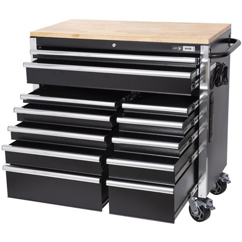 JET 842615 HDRC4112 HD Series Roller Cabinet, 12 Drawers, 41" W x 21" D x 40-3/10" H, Black