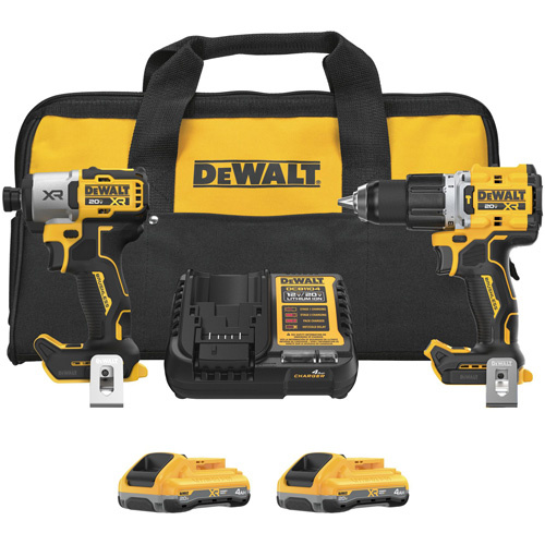 DEWALT  DCK250QQ2  XR<sup>?</sup> 2-Tool Hammer Drill/Impact Combo Kit with POWERPACK Batteries, Lithium-Ion, 20 V - Each