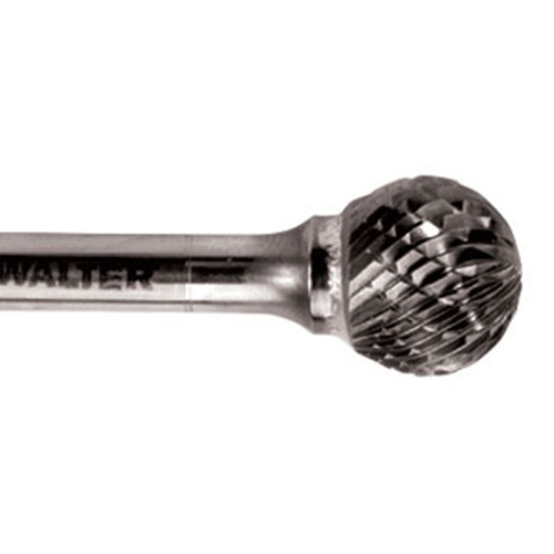 Walter Surface Technologies  01V026  Double Cut Ball Nose Burr, SD-5, 1/2" Dia., 1/4" Shank, 7/16" Depth of Cut - Each
