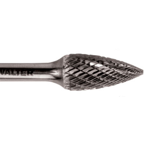 Walter Surface Technologies  01V013  Double Cut Tapered Burr, SG-5, 1/2" Dia., 1/4" Shank, 1" Depth of Cut - Each
