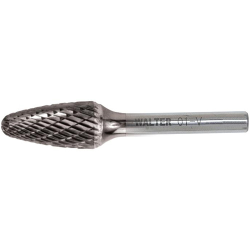 Walter Surface Technologies  01V015  Double Cut Tree Carbide Burr, 1/2" Dia., 1" Depth of Cut - Each