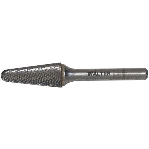 Walter Surface Technologies  01V032  Double Cut Cone Carbide Burr, 1/2" Dia., 1/4" Shank, 1-1/8" Depth of Cut - Each