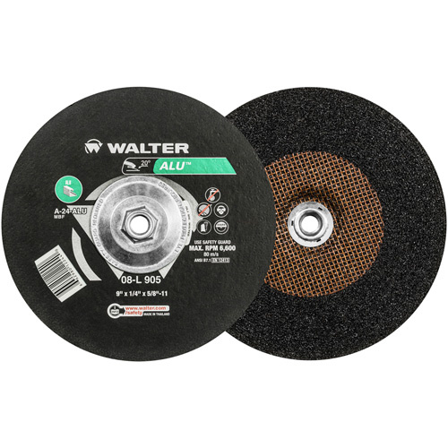 Walter Surface Technologies  08L905  ALU? Grinding Wheel, 9" x 1/4", 5/8"-11 Arbor, Aluminum Oxide, Type 27 - Each