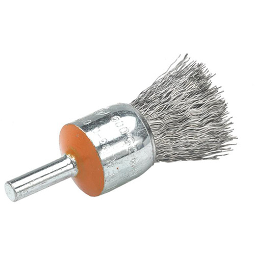 Walter Surface Technologies  13C005  Mounted End Brush with Crimped Wires, 1/2", 0.02" Fill, 1/4" Shank - Each