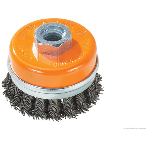 Walter Surface Technologies  13G404  Knot-Twisted Wire Cup Brush with Ring, 4" Dia. x 5/8"-11 Arbor - Each