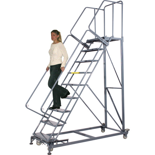 Ballymore CAL-HDS-10-P Heavy-Duty Stairway Slope Ladders, 10 Steps, Perforated, 50° Incline, 100" High-(Each)