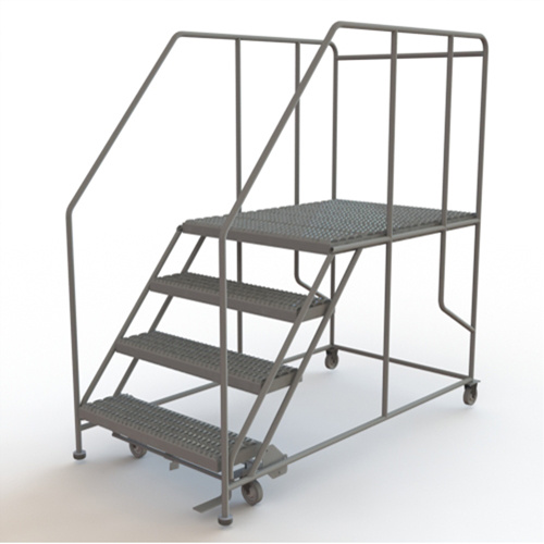 Tri-Arc Manufacturing  WLWP143648SL  Mobile Work Platform, Steel, 4 Steps, 40" H, 48" D, 36" Step, Serrated - Each
