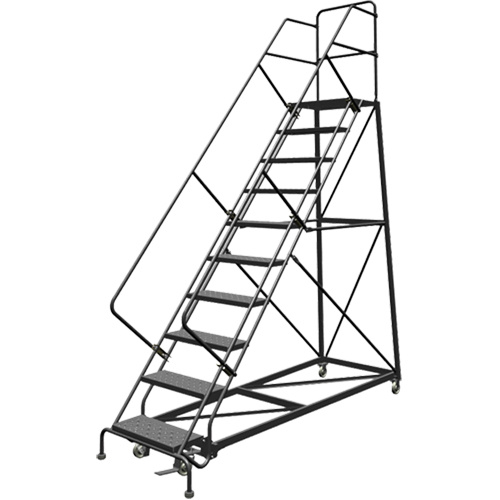 Tri-Arc Manufacturing  KDEC109246  Safety Slope Rolling Ladder, 9 Steps, Perforated, 50? Incline, 90" High - Each