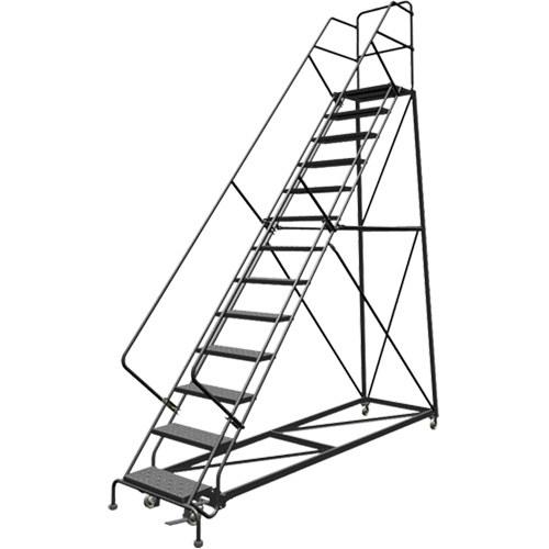 Tri-Arc Manufacturing  KDEC113246  Safety Slope Rolling Ladder, 13 Steps, Perforated, 50? Incline, 130" High - Each