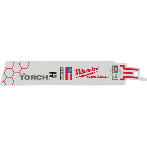 Milwaukee 48-01-2782 The Torch Sawzall Blade, Bi-Metal, 14 TPI, 6" L x 1" W-(Each)