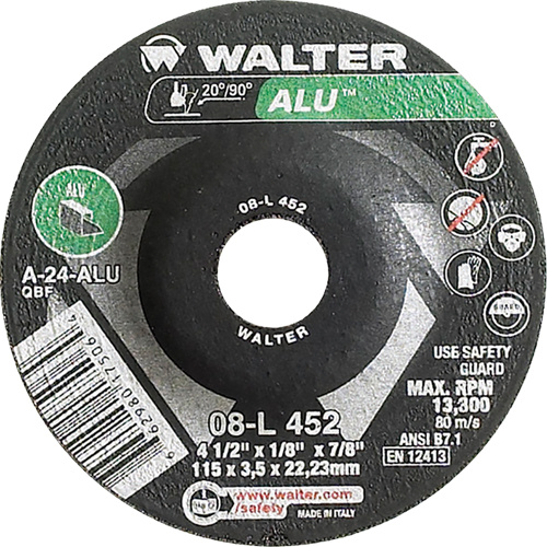 Walter Surface Technologies Depressed Centre Grinding Wheels - Aluminium Type 27  (Each)-Click on options for variations & Details.