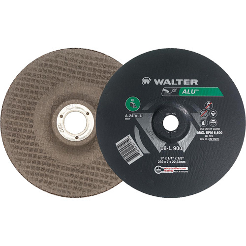 Walter Surface Technologies  08L900  Aluminium Depressed Centre Grinding Wheels, 9" x 1/4", 7/8" Arbor, Type 27 - Each