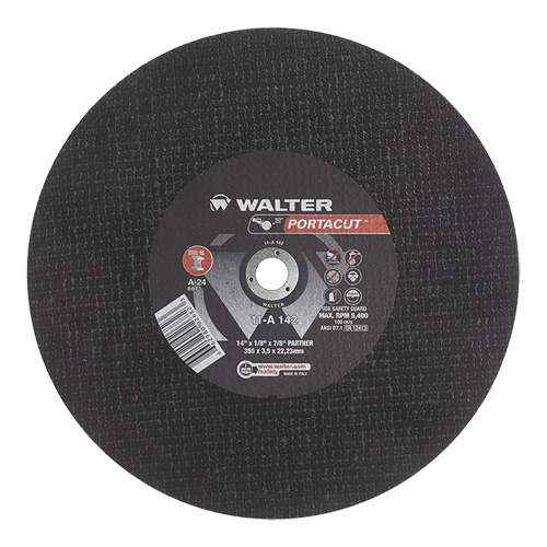 Walter Surface Technologies  11A142  Portacut? High Speed Cut-Off Wheel, 14" x 1/8", 7/8" Arbor, Type 1, Aluminum Oxide, 5400 RPM - Each