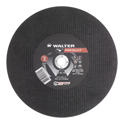 Walter Surface Technologies  11A143  Portacut? High Speed Cut-Off Wheel, 14" x 1/8", 1" Arbor, Type 1, Aluminum Oxide, 5400 RPM - Each