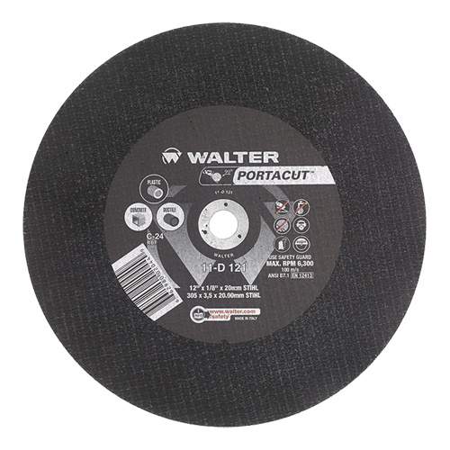 Walter Surface Technologies  11D121  Portacut? High Speed Cut-Off Wheel, 12" x 1/8", 3/4" Arbor, Type 1, Silicon Carbide, 6300 RPM - Each