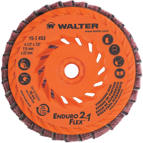 Walter Surface Technologies  15I453  Enduro-Flex 2-in-1? Flap Disc, 4-1/2" x 5/8"-11, 80 Grit, Ceramic - Pack of 10