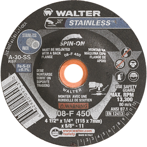 Walter Surface Technologies Depressed Centre Grinding Wheels - Stainless Type 27  (Each)-Click on options for variations & Details.