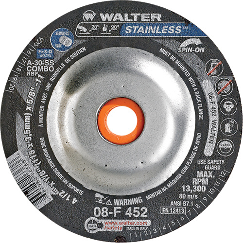 Walter Surface Technologies Depressed Centre Grinding Wheels - Stainless Type 27  (Each)-Click on options for variations & Details.