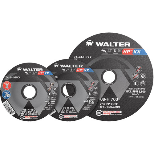 Walter Surface Technologies  08H450  HP XX? Grinding Wheel, 4-1/2" x 1/4", 7/8" Arbor, Type 27S - Each
