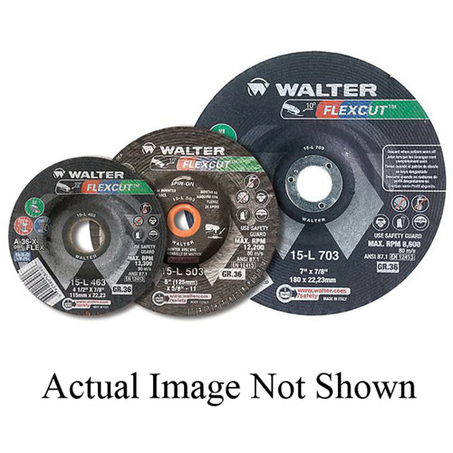 Walter Surface Technologies  15L303  FLEXCUT? Grinding Wheel, 3", 36 Grit, Aluminum Oxide, 3/8", 20400 RPM, Type 29 - Each