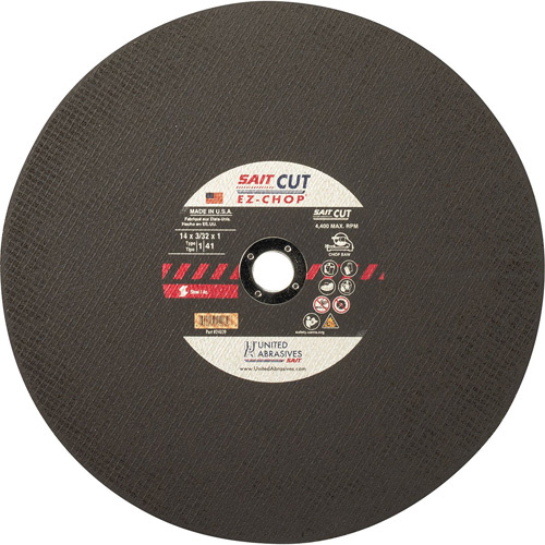United Abrasives Inc.  24034  Chop Saw Wheel, 12" x 0.093"/3/32", 1" Arbor, Type 1, Aluminum Oxide, 5100 RPM - Each