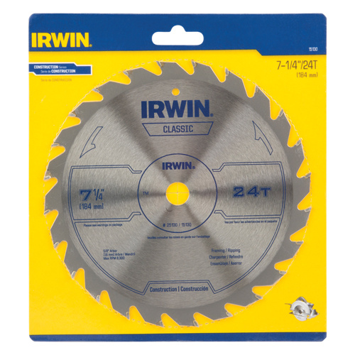 Irwin 15130 Contractor Saw Blades - Classic Series Saw Blades, 7-1/4", 24 Teeth, Wood Use-(Each)