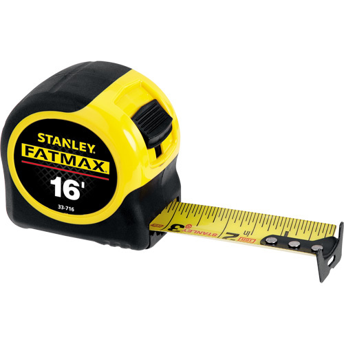Stanley Tools  33-716  FatMax<sup>?</sup>?Measuring Tape, 1-1/4" x 16', 16ths of an Inch Graduations - Each