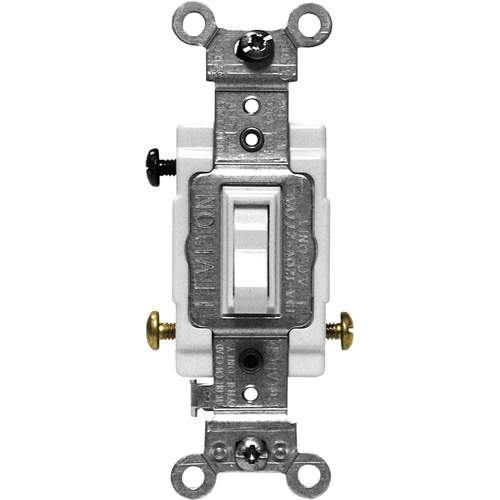 Leviton  1103-CW  Back & Side-Wired Quiet Switches with 3-Way Framed Toggle - Each