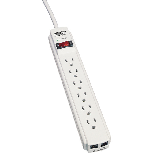 Tripp Lite  TLP604TEL  Protect-It Surge Suppressors, 6 Outlets, 720 J, 1800 W, 4' Cord - Each