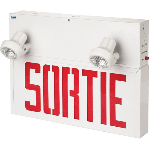 Beghelli  SLS-6-36-L-R-U-M-2SR/9W  Stella Combination Signs - Sortie, LED, Hardwired, 17-1/2" L x 12-1/2" W, French - Each