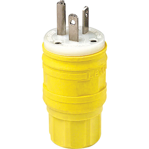 Leviton 14W48 Wetguard Watertight Straight Blade Plug, Plastic, 20 A, 250 V-(Each)