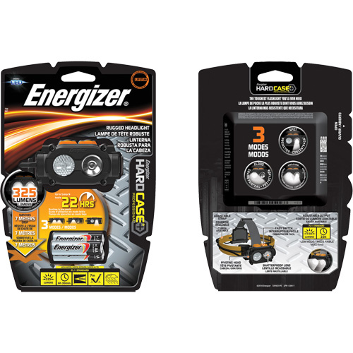 Energizer  TUFHD31PE  Hardcase Rugged Headlamp, LED, 325 Lumens, 6.5 Hrs. Run Time, AA Batteries - Each