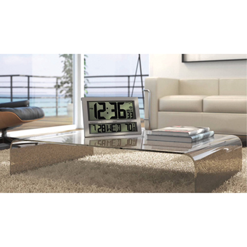Marathon CL030025 Jumbo Clock, Digital, Battery Operated, 16.5" W x 1.7" D x 11" H, Silver-(Each)