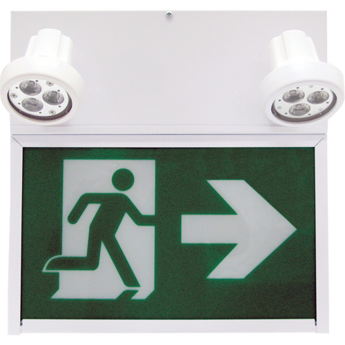 Beghelli  SLRM636LU0LRM2SR5WLED  Running Man Exit Sign, LED, Battery Operated/Hardwired, 12" L x 12 1/2" W, Pictogram - Each