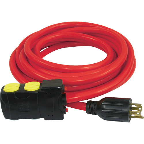 King Canada  K-L1430R-25  Generator Extension Cord with Resets, SJTW, 10 AWG, 20 A, 4 Outlet(s), 25' - Each