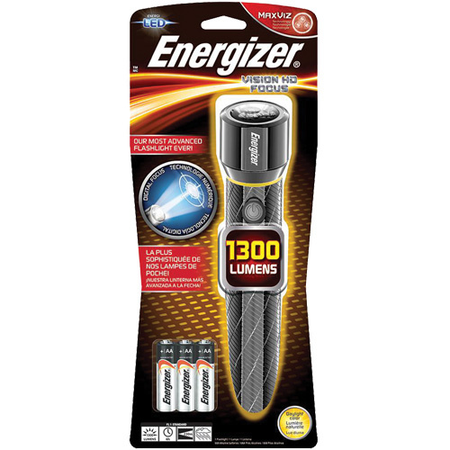Energizer  EPMZH61E  Vision HD Flashlight, LED, 1300 Lumens, AA Batteries - Each