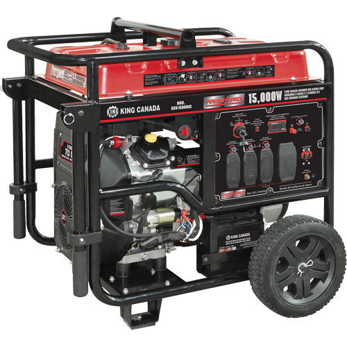 King Canada KCG-15000GE V-Twin Gasoline Generator, 15000 W Surge, 12500 W Rated, 120 V/240 V, 40 L Tank-(Each)
