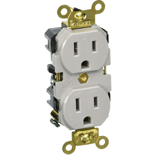 Leviton  5262-GY  Extra Heavy-Duty Industrial Grade Duplex Outlet - Each