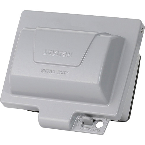 Leviton IUM1H-GY While-In-Use Horizontal Outlet Cover-(Each)