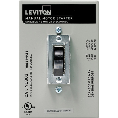 Leviton N1303-DS Manual Motor Controller-(Each)