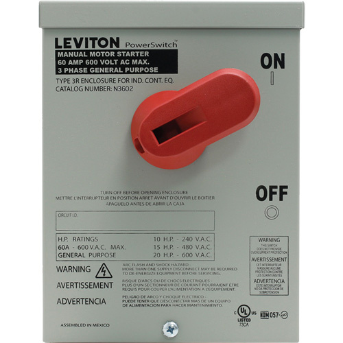 Leviton N3602 Manual Motor Controller-(Each)
