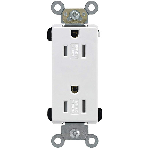 Leviton TDR15-W Industrial Grade Decora Outlet-(Each)