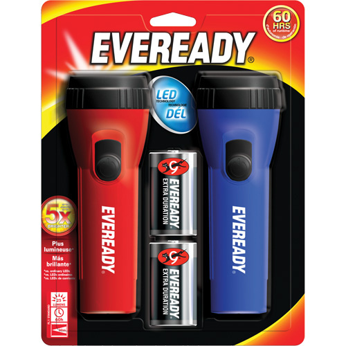 Energizer  EVEL152S  Eveready<sup>?</sup> General Purpose Flashlight Kit, LED, 25 Lumens, D Batteries - Each