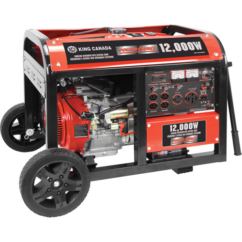 King Canada KCG-12000GE Electric Start Gas Generator with Wheel Kit, 12000 W Surge, 9000 W Rated, 120 V/240 V, 31 L Tank-(Each)