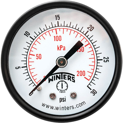 Winters  PEM1402  Economy Pressure Gauge, 2" , 0 - 30 psi, Back Mount, Analogue - Each