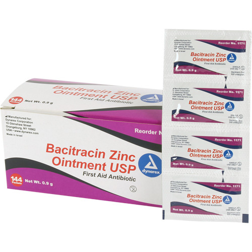 Efcom Limited  FAZINC09  Efcom Limited Bacitracin Zinc First Aid Packets, Ointment, Antibiotic - Box of 144