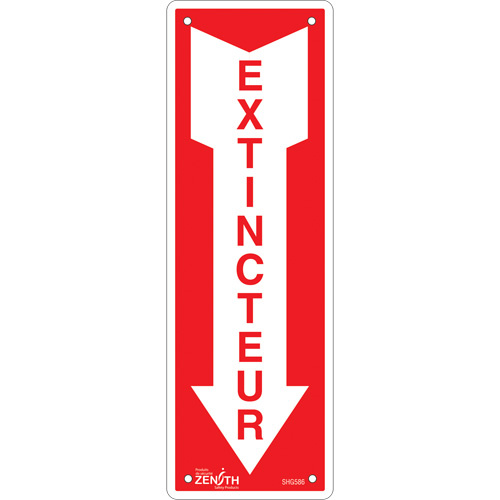 Zenith Safety Products  "Extincteur" Sign, 12" x 4", Aluminum, French with Pictogram - Each