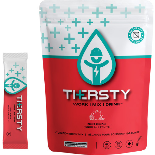 THERSTY HYDRATION  BAG1040-FRP  Hydration Drink Mix, Single Serve, Fruit Punch - Pack of 40