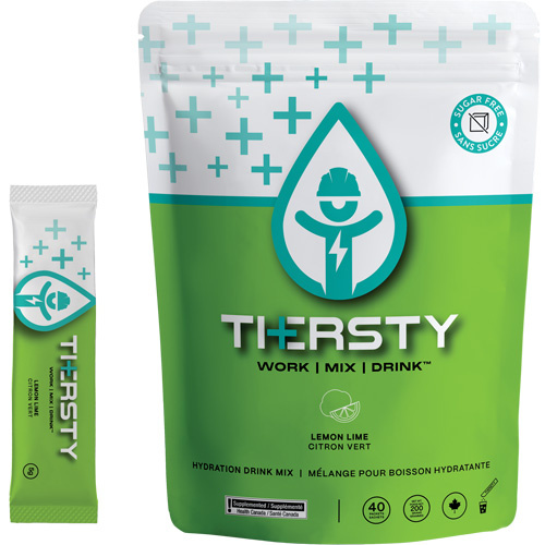 THERSTY HYDRATION  BAG1040-LLM  Hydration Drink Mix, Single Serve, Lemon-Lime - Pack of 40